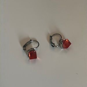 Red Cubic Earrings